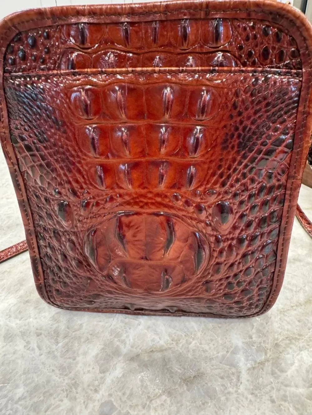 Brahmin Cleo Pecan Melbourne Croc-embossed Crossbody Bag